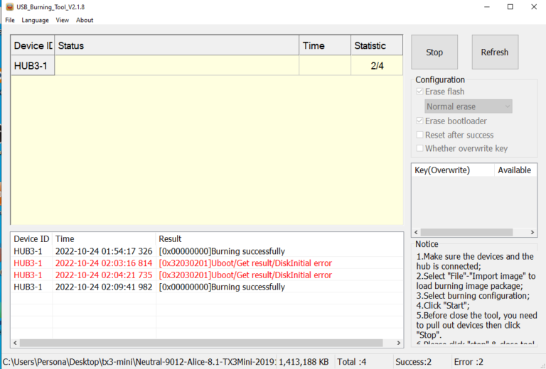 Usb burning tool ошибка 0x32030201